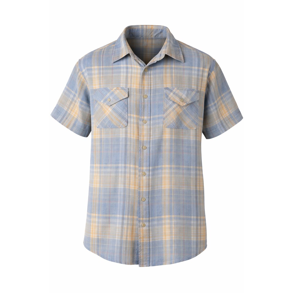 Weatherproof‎ Vintage Shirt Mens XL Blue Yellow Plaid Short Sleeve Cotton